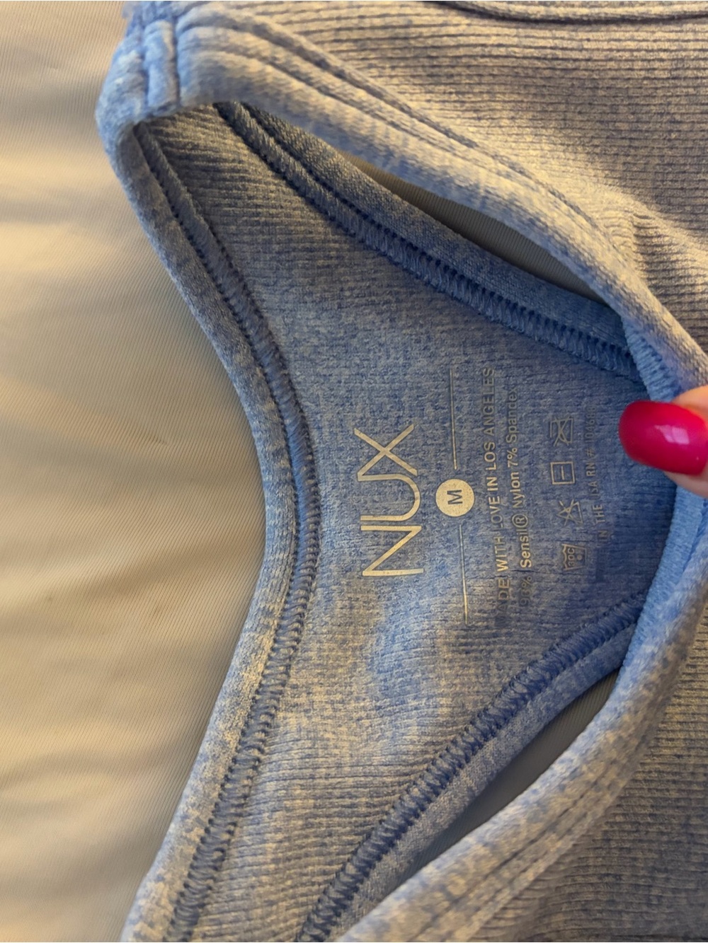 NUX Light Blue Ribbed Racerback Crop Tank - Picture 3 of 4